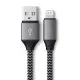 Cablu Satechi ST-TAL10M, USB-A to Lightning, 15W, Braided, 25cm, Grey